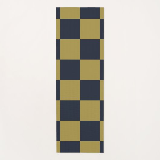 Elegant goud & marine blauw geruit patroon yogamat (Voorkant)