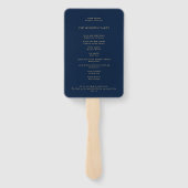 Elegant goud marine blauw we doen bruiloft program handwaaier (Achterkant)