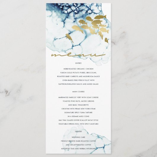 ELEGANT GOUD MARINE ONDERWATER ZEEVIS HUWELIJK MENU (Voorkant)