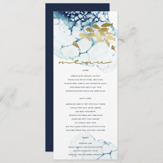 ELEGANT GOUD MARINE ONDERWATER ZEEVIS HUWELIJK MENU (Voorkant / Achterkant)