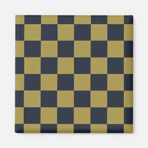 Elegant goud & marineblauw geruit patroon magneet