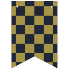 Elegant goud & marineblauw geruit patroon vlaggetjes