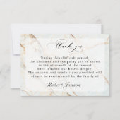 Elegant goud marmer begrafenis sympathie familie f bedankkaart (Voorkant)