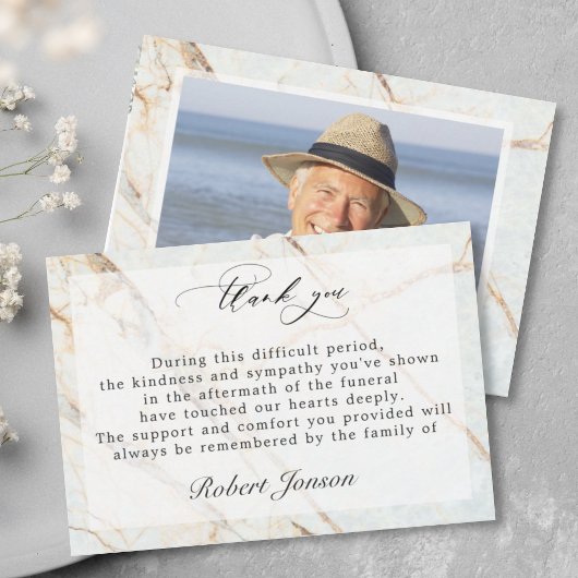 Elegant goud marmer begrafenis sympathie familie f bedankkaart