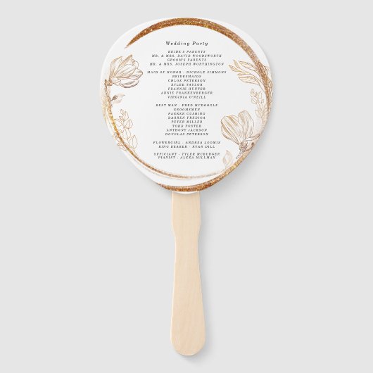 Elegant Goud Marmer Bloemen Groen Hand Fan Handwaaier (Achterkant)