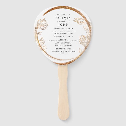 Elegant Goud Marmer Bloemen Groen Hand Fan Handwaaier (Voorkant)