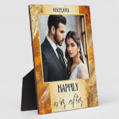 Elegant Goud Marmer Bruiloft Foto Plaque Fotoplaat (Zijkant)