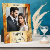 Elegant Goud Marmer Bruiloft Foto Plaque Fotoplaat (Zijkant)