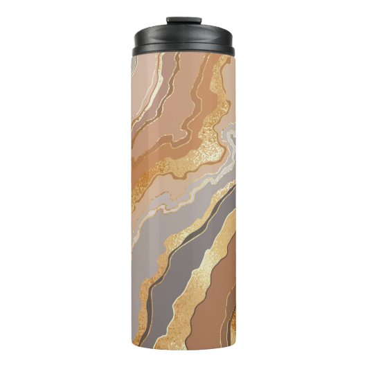 Elegant goud marmer: gestileerde achtergrond. thermosbeker (Voorkant)
