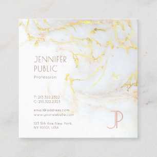 Elegant goud marmer modern trendy design monogram vierkante visitekaartje