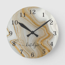 Elegant Goud Marmer Ronde Klok