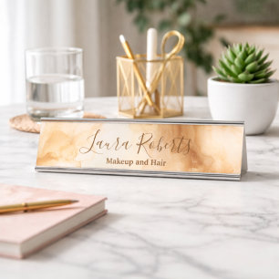 Elegant Goud Marmer Zakelijk Bureau Naambordje