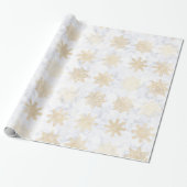 Elegant Goud & Marmeren Sneeuwvlok Kerstpatroon Cadeaupapier (Uitgerold)