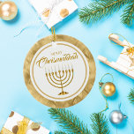 Elegant Goud Menorah Chanoeka Merry Chrismukkah Keramisch Ornament<br><div class="desc">Elegant Goud Menorah Chanoeka Merry Chrismukkah Keramisch Ornament</div>