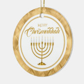 Elegant Goud Menorah Chanoeka Merry Chrismukkah Keramisch Ornament (Links)