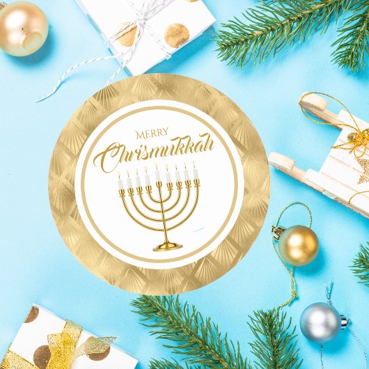 Elegant Goud Menorah Joods Merry Chrismukkah Ronde Sticker