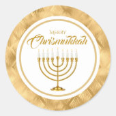 Elegant Goud Menorah Joods Merry Chrismukkah Ronde Sticker (Voorkant)