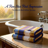 Elegant goud met blauwe en witte streep bad handdoek