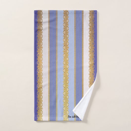 Elegant goud met blauwe en witte streep bad handdoek (Handdoek)