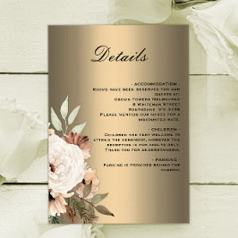 Elegant Goud met Boho Wilde Bloemen Trouwdetails Informatiekaartje