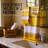 Elegant goud met gele en witte streep bad handdoek