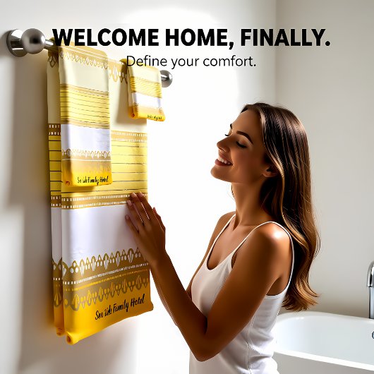 Elegant goud met gele en witte streep bad handdoek