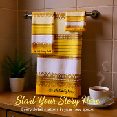 Elegant goud met gele en witte streep bad handdoek