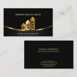 Elegant goud met House Arrow Logo Real Estate Visitekaartje