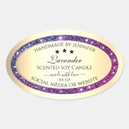 Elegant Goud met Paarse Glitter Productlabels Ovale Sticker
