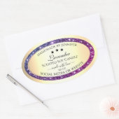 Elegant Goud met Paarse Glitter Productlabels Ovale Sticker (Envelop)