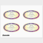 Elegant Goud met Paarse Glitter Productlabels Ovale Sticker (Vel)