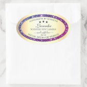 Elegant Goud met Paarse Glitter Productlabels Ovale Sticker (Tas)