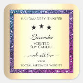 Elegant Goud met Paarse Glitter Productlabels Vierkante Sticker (Voorkant)