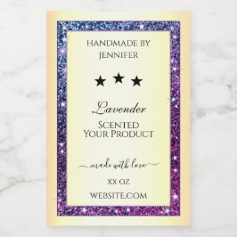 Elegant Goud met Paarse Glitter Productlabels Voedselcontainer Etiket