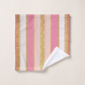 Elegant goud met roze en witte streep bad handdoek (Wasdoekje)