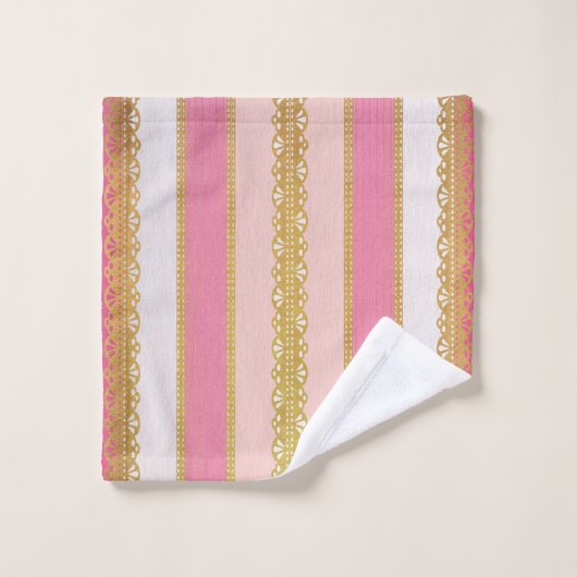 Elegant goud met roze en witte streep bad handdoek (Wasdoekje)