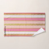 Elegant goud met roze en witte streep bad handdoek (Handdoek)