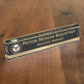 Elegant goud met zwart en Logo Naambordje (Zijkant)