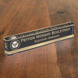 Elegant goud met zwart en Logo Naambordje