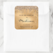 Elegant Goud Metaal Glitter Drip Haar En Make-up Vierkante Sticker (Tas)