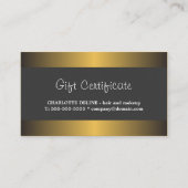 Elegant Goud Metaal Wit Schoonheid Gift Certificaa Kortingskaartje (Voorkant)