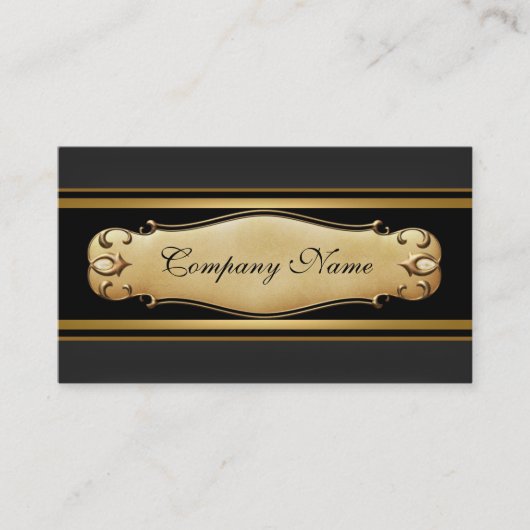 Elegant goud metaal zwart bedrijf visitekaartje (Voorkant)