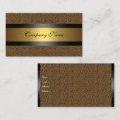 Elegant goud metaal zwart bruin leer visitekaartje (Voorkant / Achterkant)