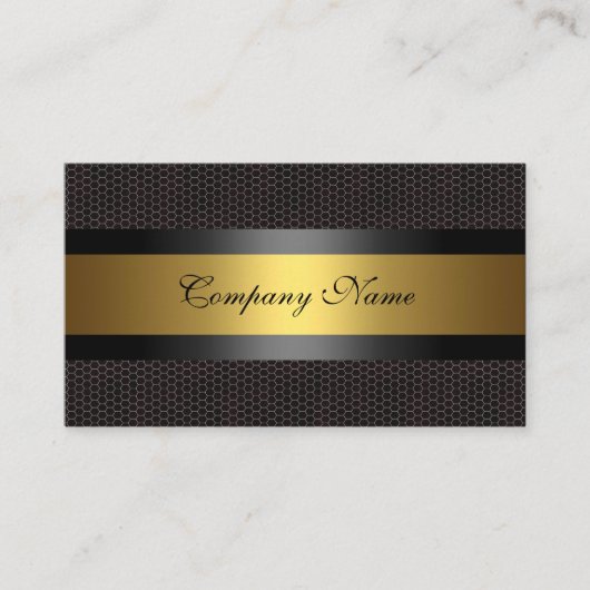 Elegant goud metaal zwart wit visitekaartje (Voorkant)