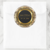 Elegant goud, metallic en zwart ronde sticker (Tas)