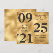 Elegant Goud Metallic Shimmer Modern Save The Date Kaart (Voorkant / Achterkant)