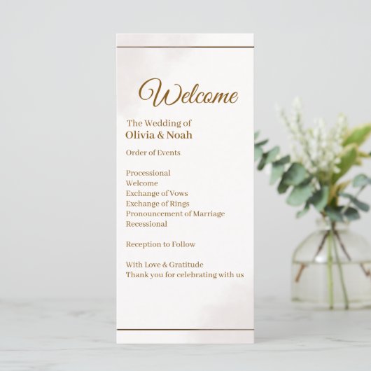 Elegant goud minimalistisch huwelijksprogramma (Staand voorkant)