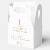 Elegant goud minimalistische eerste heilige commun bedankdoosjes (Geopend)