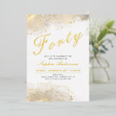 Elegant Goud Modern 40e Verjaardag Folie Uitnodiging (Staand Voorkant)