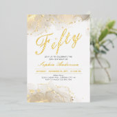 Elegant Goud Modern 50ste Verjaardag Folie Uitnodiging (Staand Voorkant)